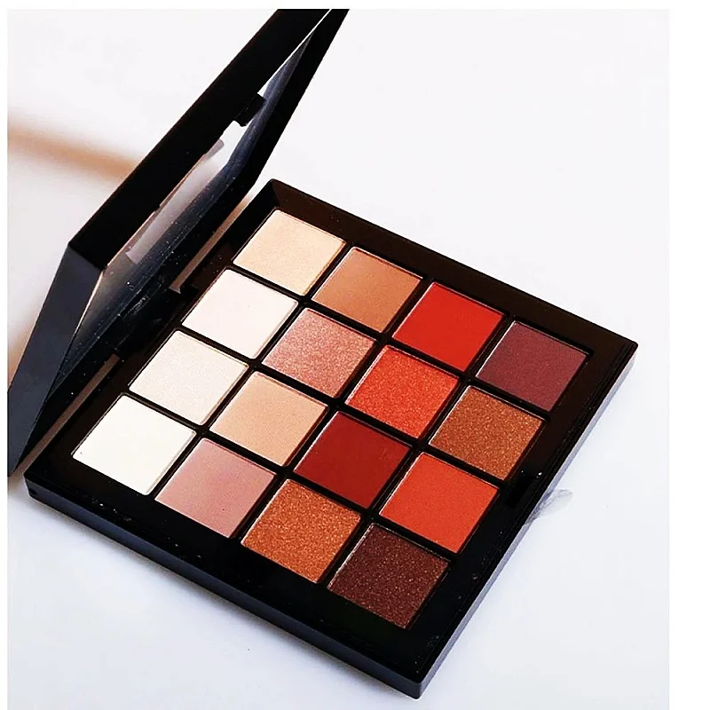 

"16-Color Eyeshadow Palette: Authentic from the USA, featuring a harmonious blend of matte and shimmer earth tones. Long-lasting