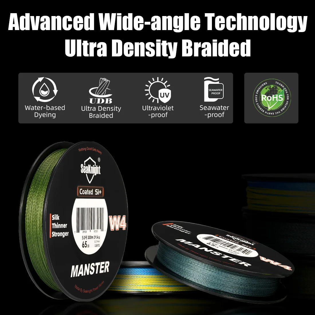 SeaKnight W4 Series 4 Strands Braided Fishing Line 300M 500M Ultraviolet-proof Seawater proof for Saltwater