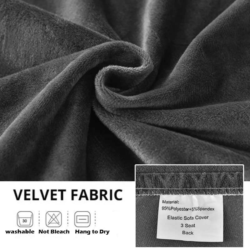 Velvet Sofa Cover for Living Room Thick Elastic Sofa Cover 1/2/3/4 Seater L Shaped Corner Sofa Cover Stretch Cover for Sofa 5