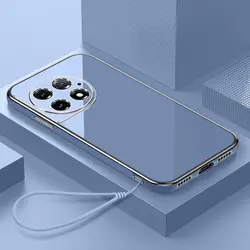 Luxury Square Plating ShockProof Silicone Back Cover for OnePlus Ace2Pro (Gs6D grey)