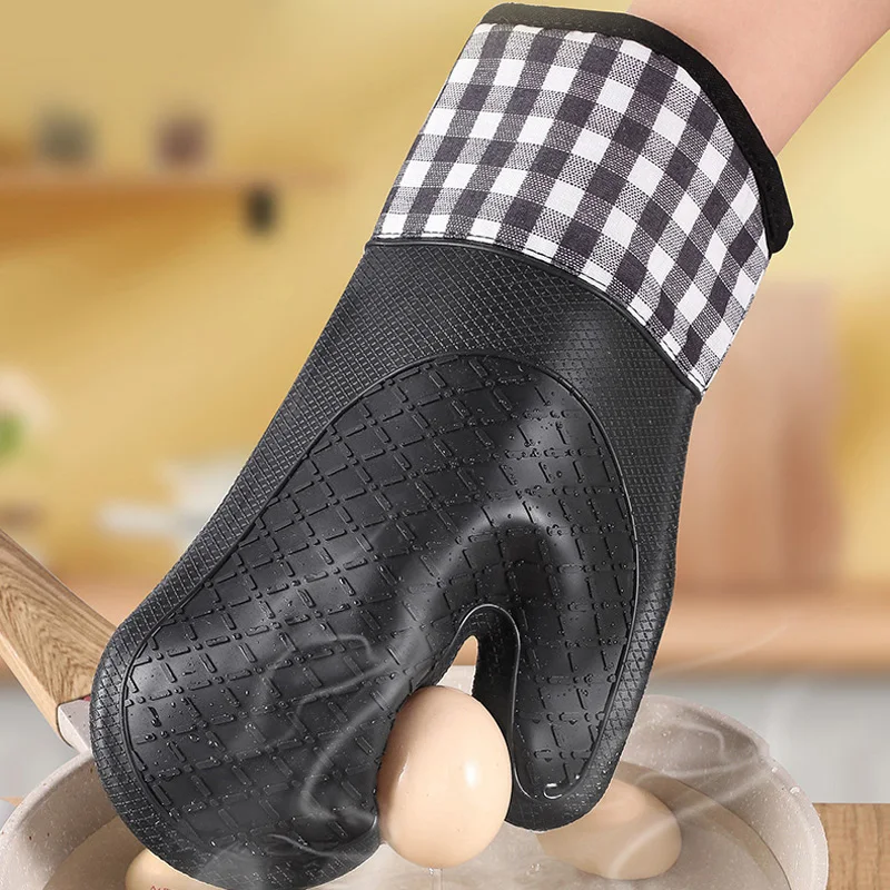 1-2Pc Silicone Kitchen Oven Glove Insulation Anti-slip Water Proof Anti-scald Heat Resistant Microwave Glove Baking Tools