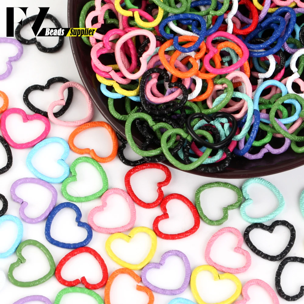 20 Pz/Lotto Love Heart 12X14Mm Anelli Di Salto Twisted Split Rings Connettore Per Gioielli Risultati Accessori Fatti A Mano Fai Da Te