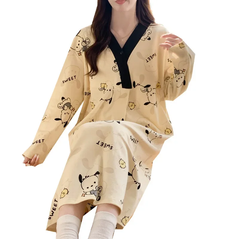 Maternity Gown with Chest Pad Cotton Summer Dress for Nursing Women Postpartum Dress Feeding Nightgown Pregnant Sleepwear