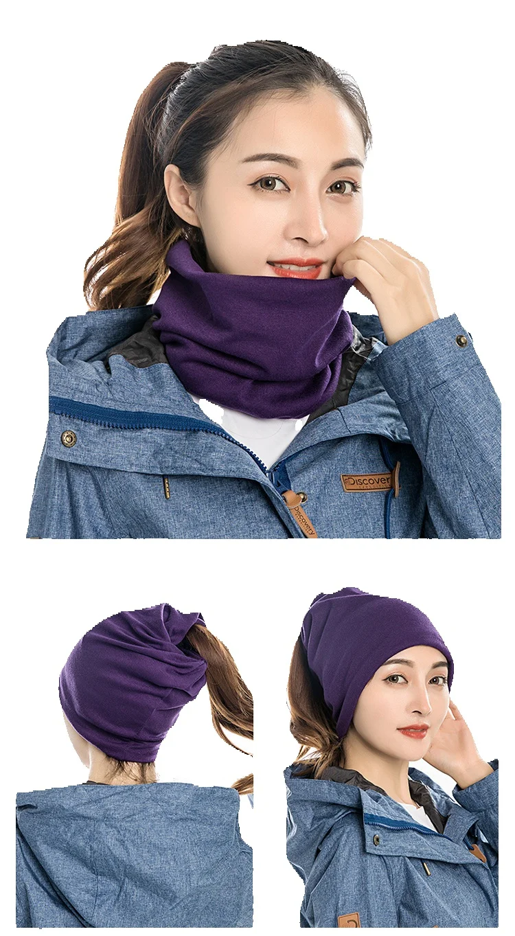 Chapéu de cachecol grosso e quente à prova de frio para outono e inverno, cor sólida e veludo, multifuncional, para ciclismo, cobertura de pescoço_voghion.com