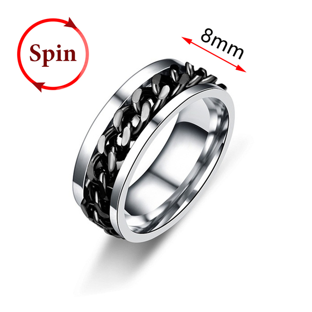 Fidget Spinner Rings For Women Men Spinning Rotating Stainless Steel Pubk Ring Anti Stress Accessories Men's Jewelry
