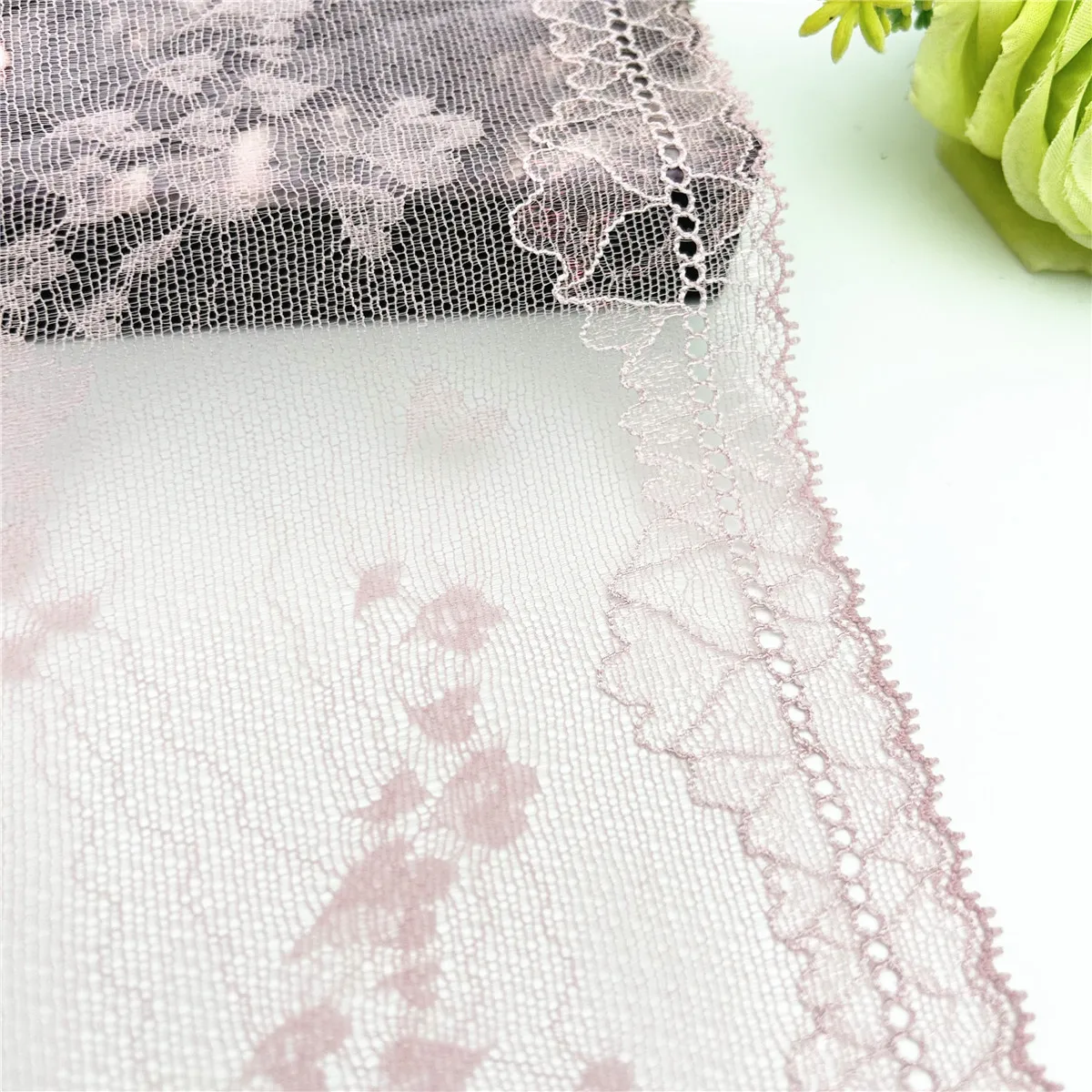 3y/lot Width 26cm Soft Blush Pink Shiny Elastic Stretch Lace Trim For Lingerie Sewing Craft DIY Apparel Fabric Garment Accessory 4