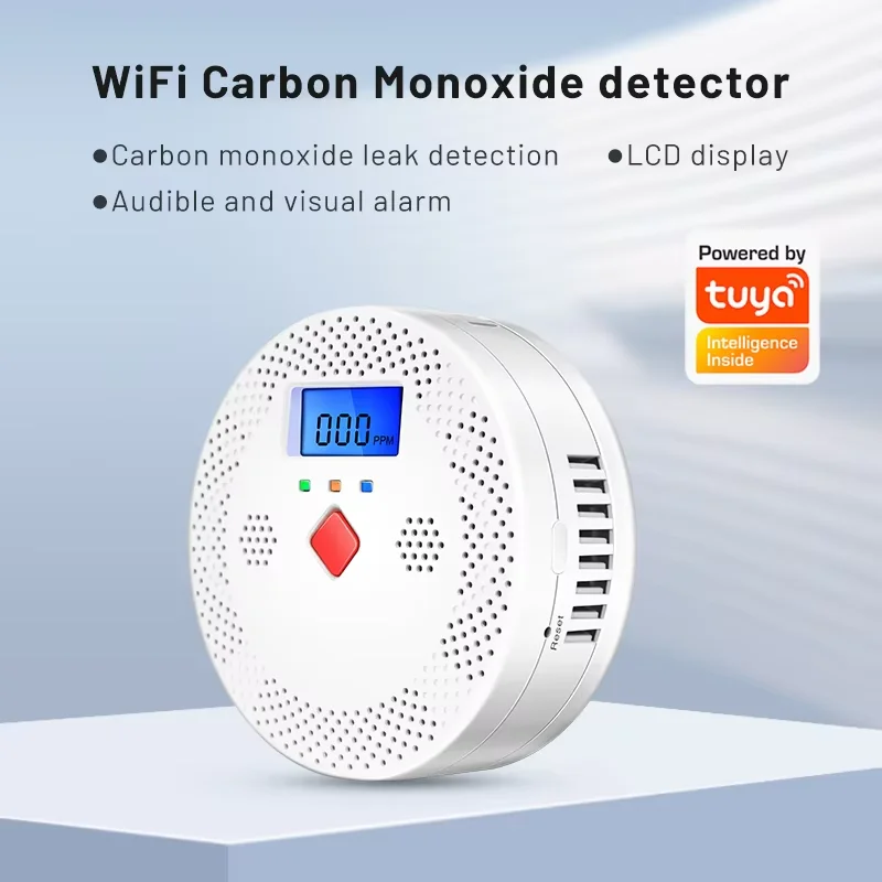 Intelligent Home Protection Tuya WiFi Carbon Monoxide Detector 85dB Sound Alarm LCD Digital Display For CO Poisoning Alarm