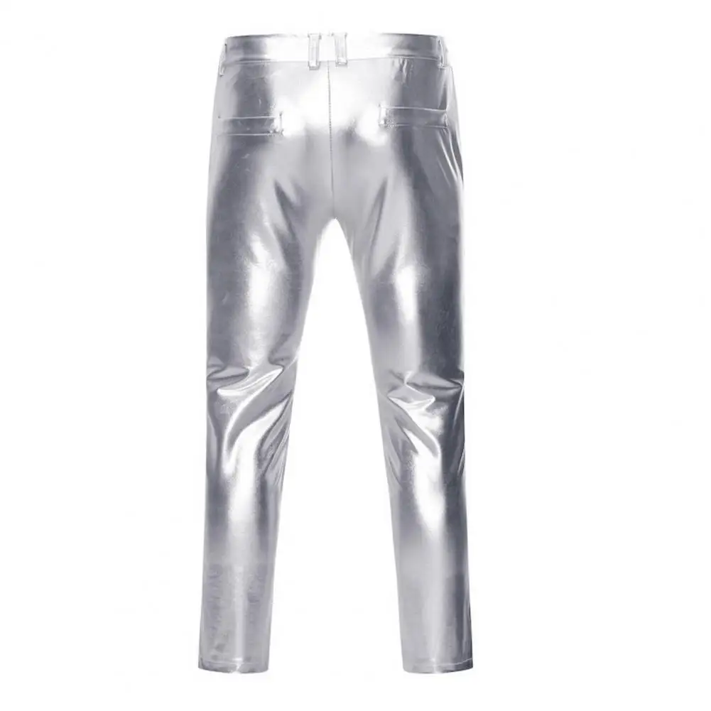 Description Picture 6 of itemMen Trousers Solid Color Skinny Fit Elastic All-Match Comfortable Fashion Nightclub Party Dance Pants