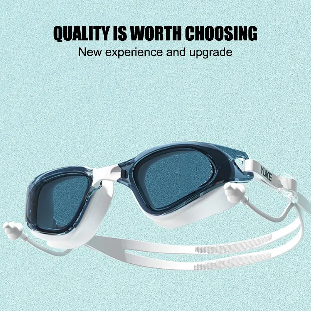 Adjustable Swimming Goggles Adults Big Frame With Earplugs Swim Glasses Men Women Professional HD Anti-fog Silicone Goggles 2