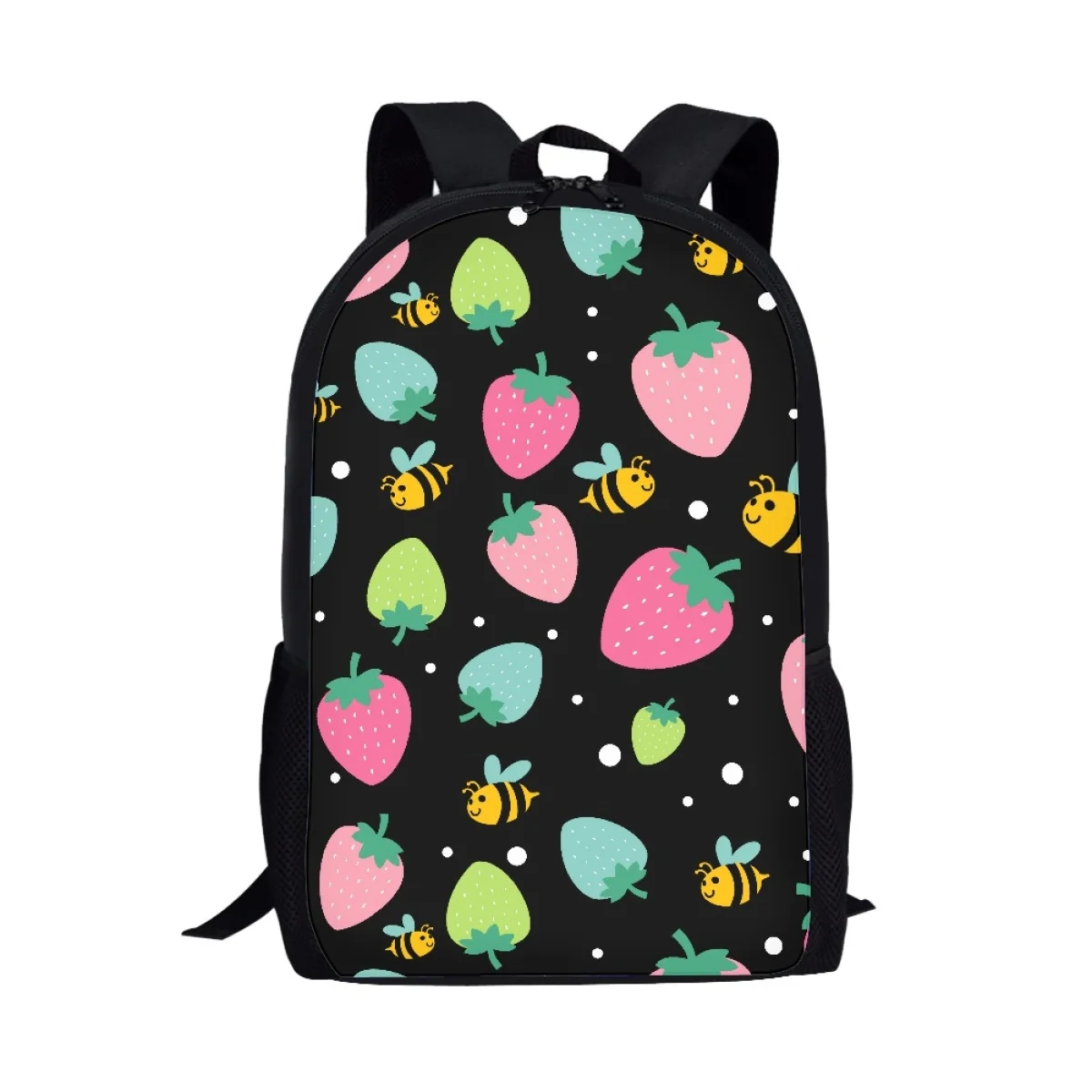 

Рюкзак для подростков с принтом клубники, новый трендовый прочный рюкзак с фруктовым принтом, дизайнерские студенческие сумки через плечо на все сезоны