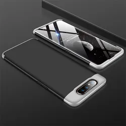 360° Full Body Protective Phone Case - Durable Cover with Bag for Samsung A80 2019 (Black Silver)