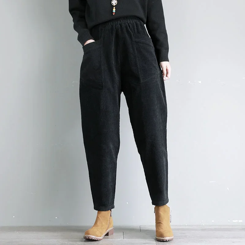 Pantaloni da donna pantaloni da donna In velluto a coste autunno inverno vita alta Casual In cotone classico nuovo In confortevole elasticizzato Vintage Xxl anni '90 5