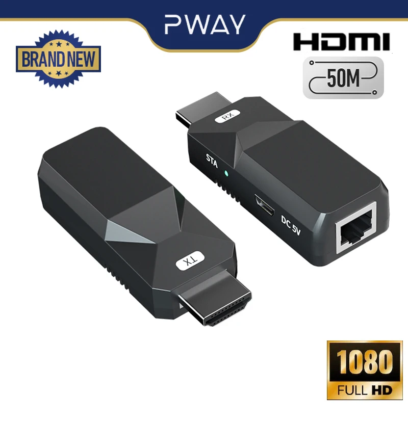 Hdmi Extender 1080p60hz Extend Video Up To 50m Over Cat6 To Rj45 Long Distance Extension - & Video Cables -