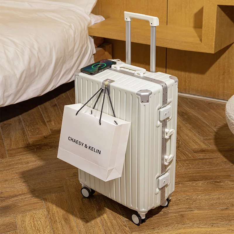 цена New luggage aluminum frame 24 inch trolley case suitcase