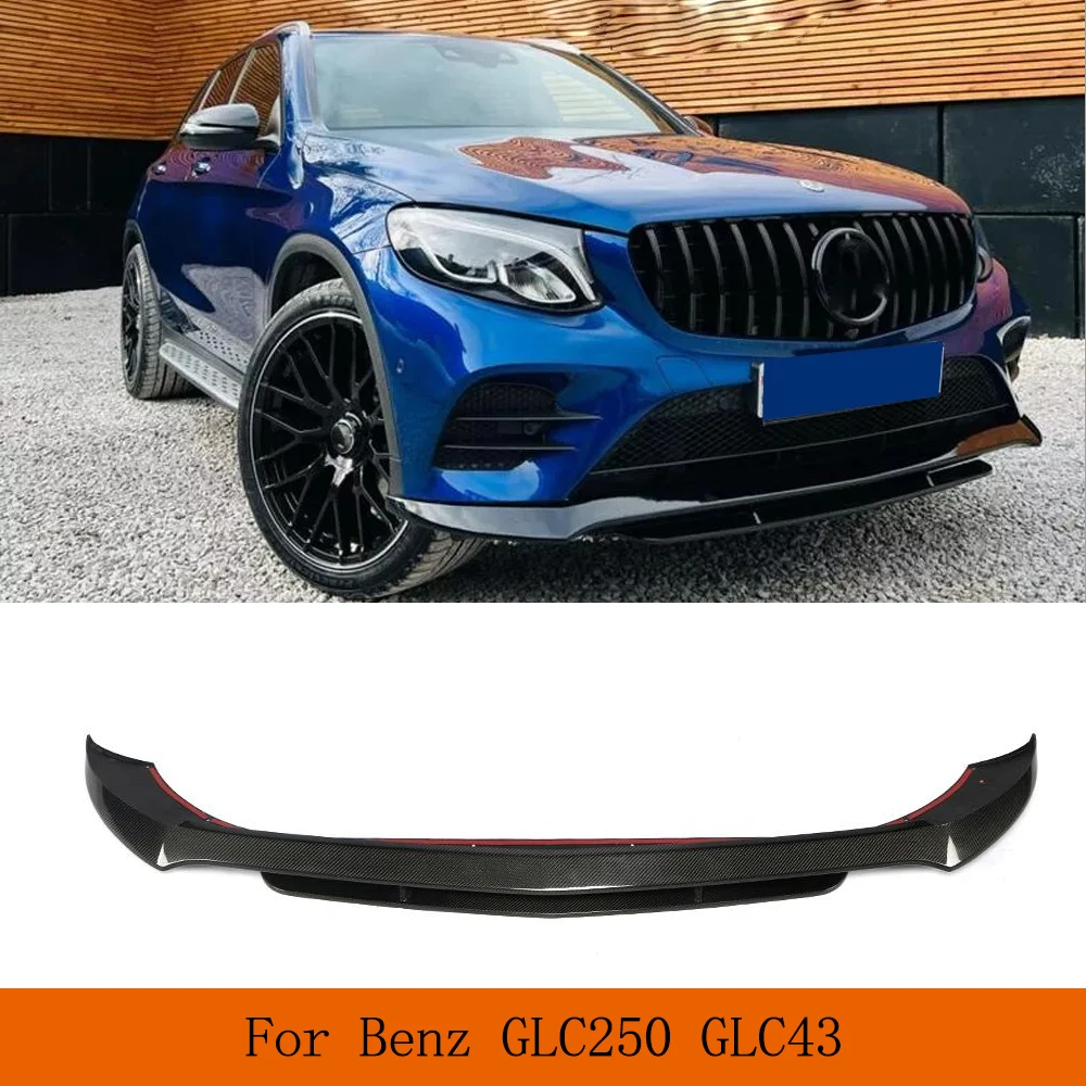 Car Front Lip Spoiler For Mercedes BENZ X253 GLC250 GLC300 GLC43 AMG 2015 - 2019 Car Carbon Fiber Front Body Kits FRP Black