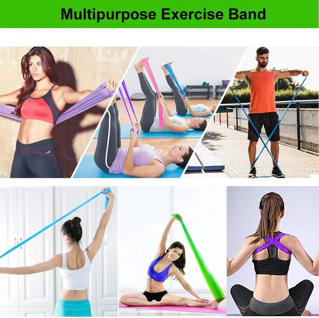 Yoga Resistance Bands Set TPE Elastic Band Exercise Workout Recovery Fitness Yoga Pilates Rehab Strength Training 6