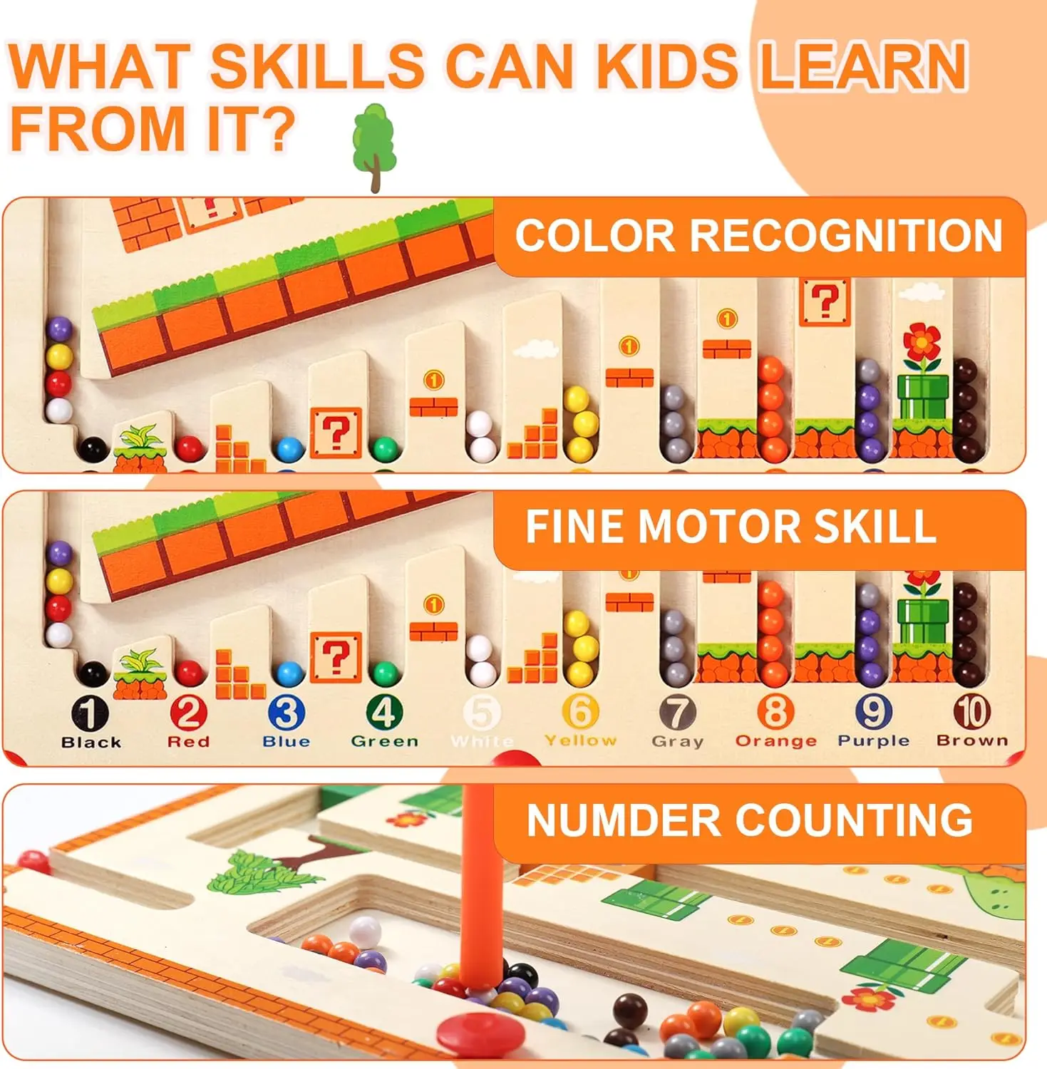 Kids toy Magnetic Color Number Maze Wooden Board Activities Counting Matching Game Montessori Fine Motor Skills Learning Toy