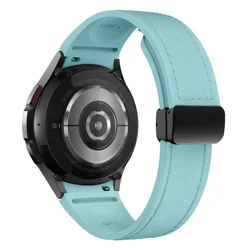 Elegant 20mm Leather - Silicone Hybrid Watch Strap - No Gaps Design - Watch 4 classic (Light blue)