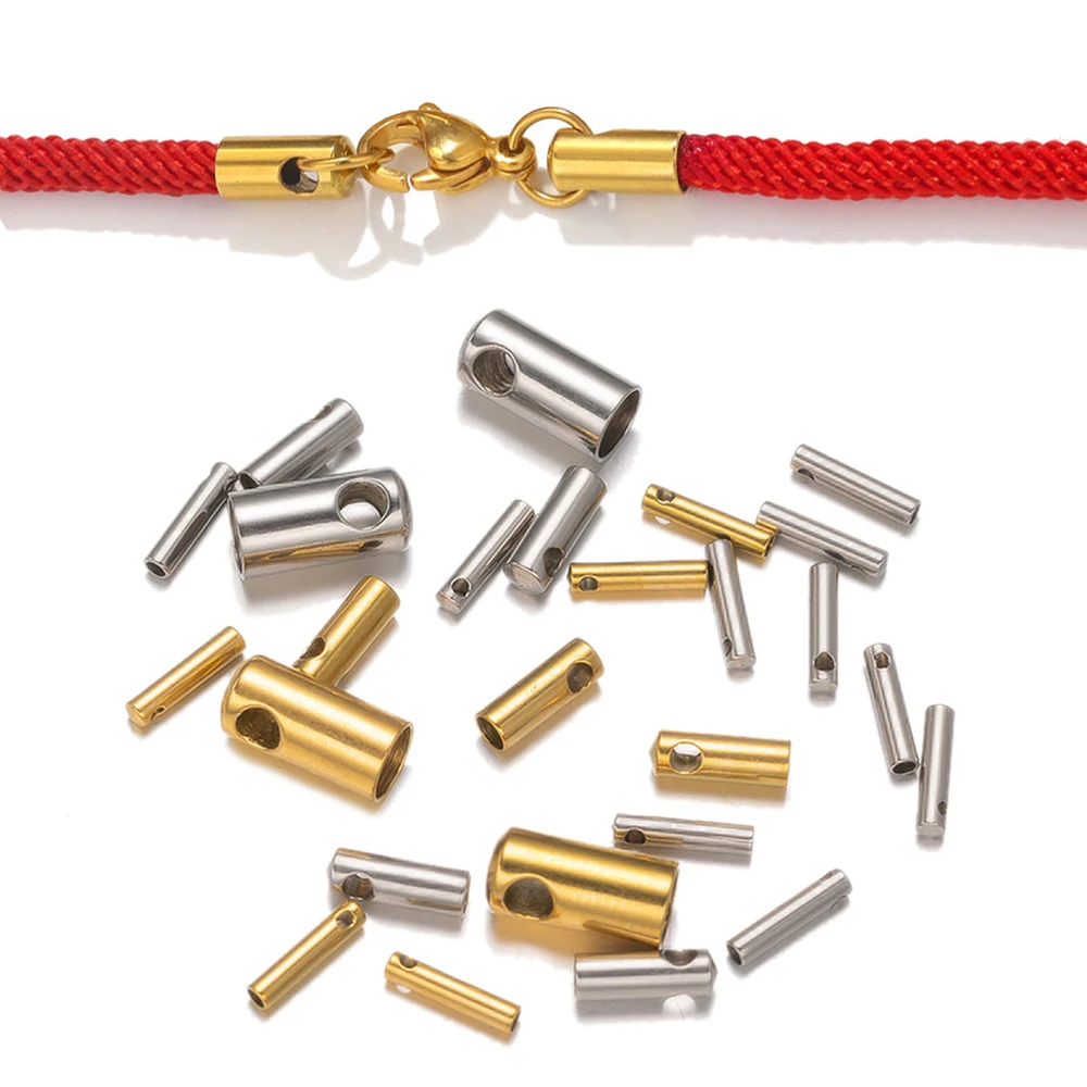 10 teile/los 1/2/3/4mm Edelstahl Säule Ende Spitze Kappe Crimp Verschlüsse Für DIY Stecker Halskette lederband Schmuck Zubehör – Detail 1
