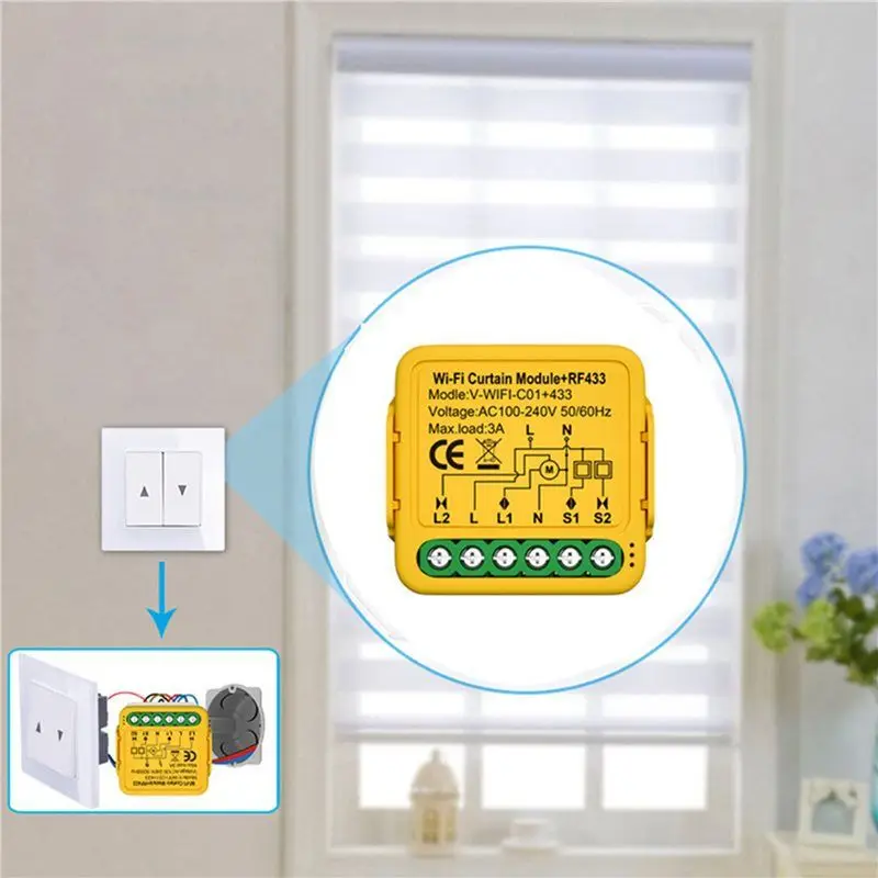 간편한 사용 2X Tuya 스마트 Wifi RF433 커튼 스위치 모듈 제어 전기 롤러 셔터 블라인드 모터용 Alexa와 호환 가능
