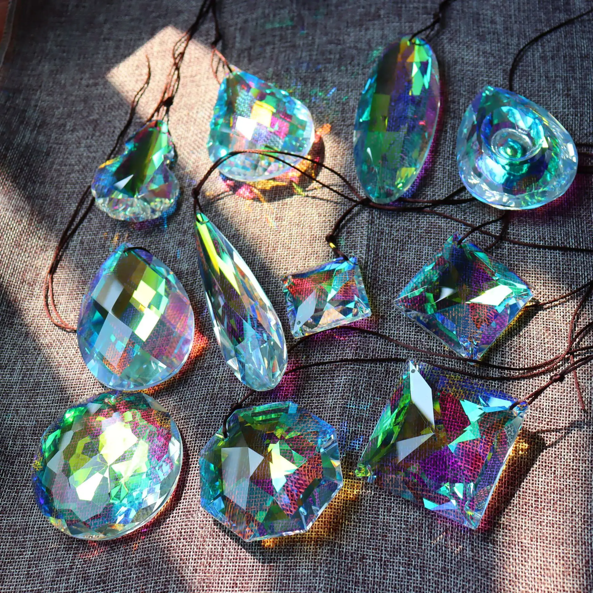 Crystal Prism Suncatcher Window Hanging Sun Catchers AB Colored Crystals Faceted Prism Rainbow Maker Pendant