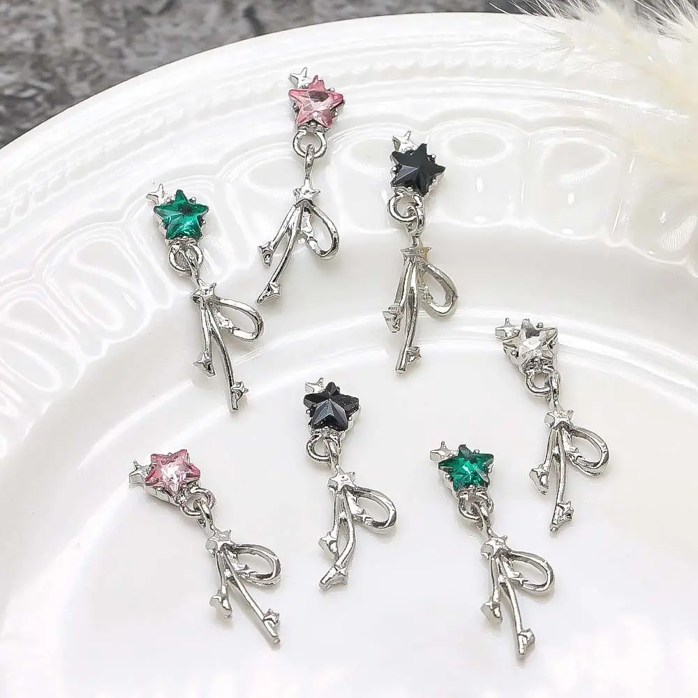 

4Pcs/set Metal Nail Art Drills Star Pendant Nail Decorations Aolly Nail Charms Manicure Ornaments Star Pendant Nail Accessories