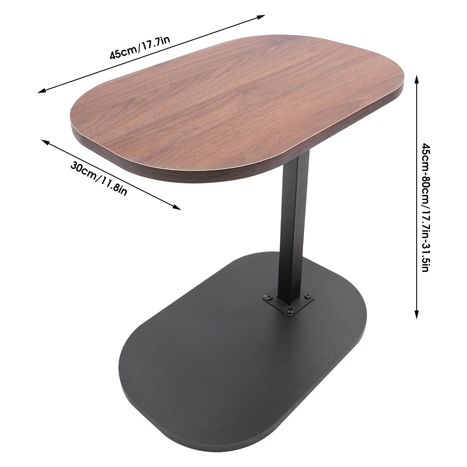 Table D'Appoint En Forme De C Réglable | Plateau Rotatif 360°, Hauteur 41-81 Cm | Pour Canapé, Lit, Salle De Bain