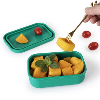 Boîte à lunch Bento réutilisable et résistante aux fuites Contenant en silicone rigide pour adultes et adolescents Contenant de préparation de repas sans BPA 1