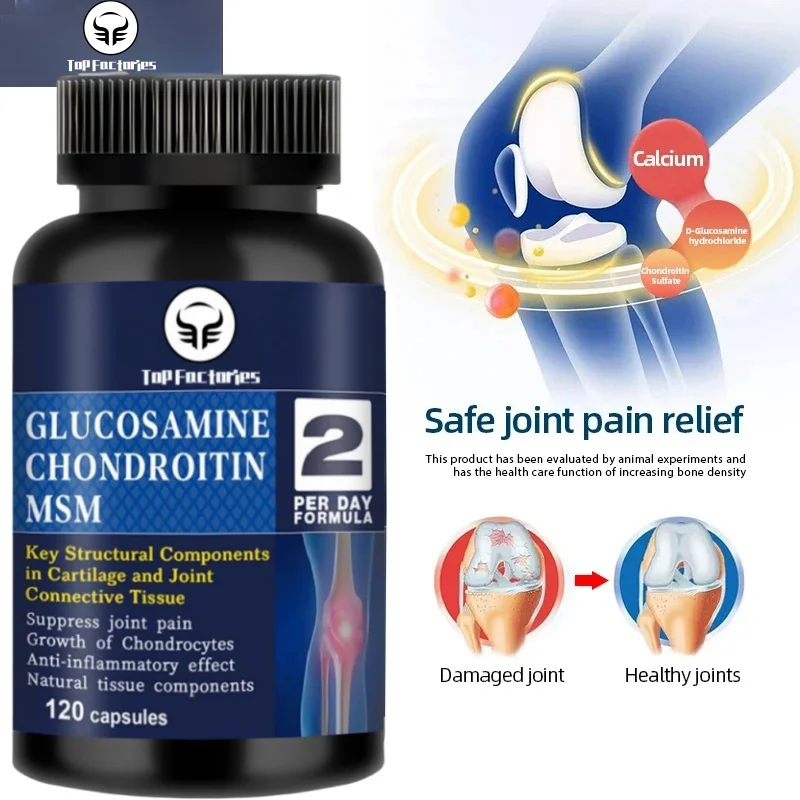 Top Factories Glucosamine Chondroitin MSM 120 Capsules for Joint Knee Immune Support NonGMO GlutenFree
