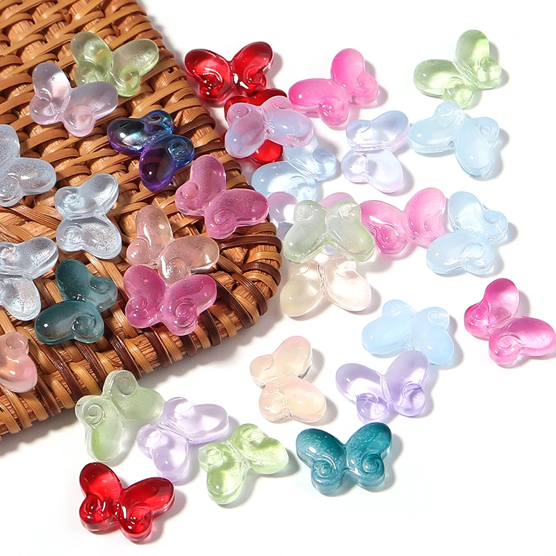 Colorful Glass Butterfly Lampwork Beads - 50pcs for Jewelry Making & DIY Accessories