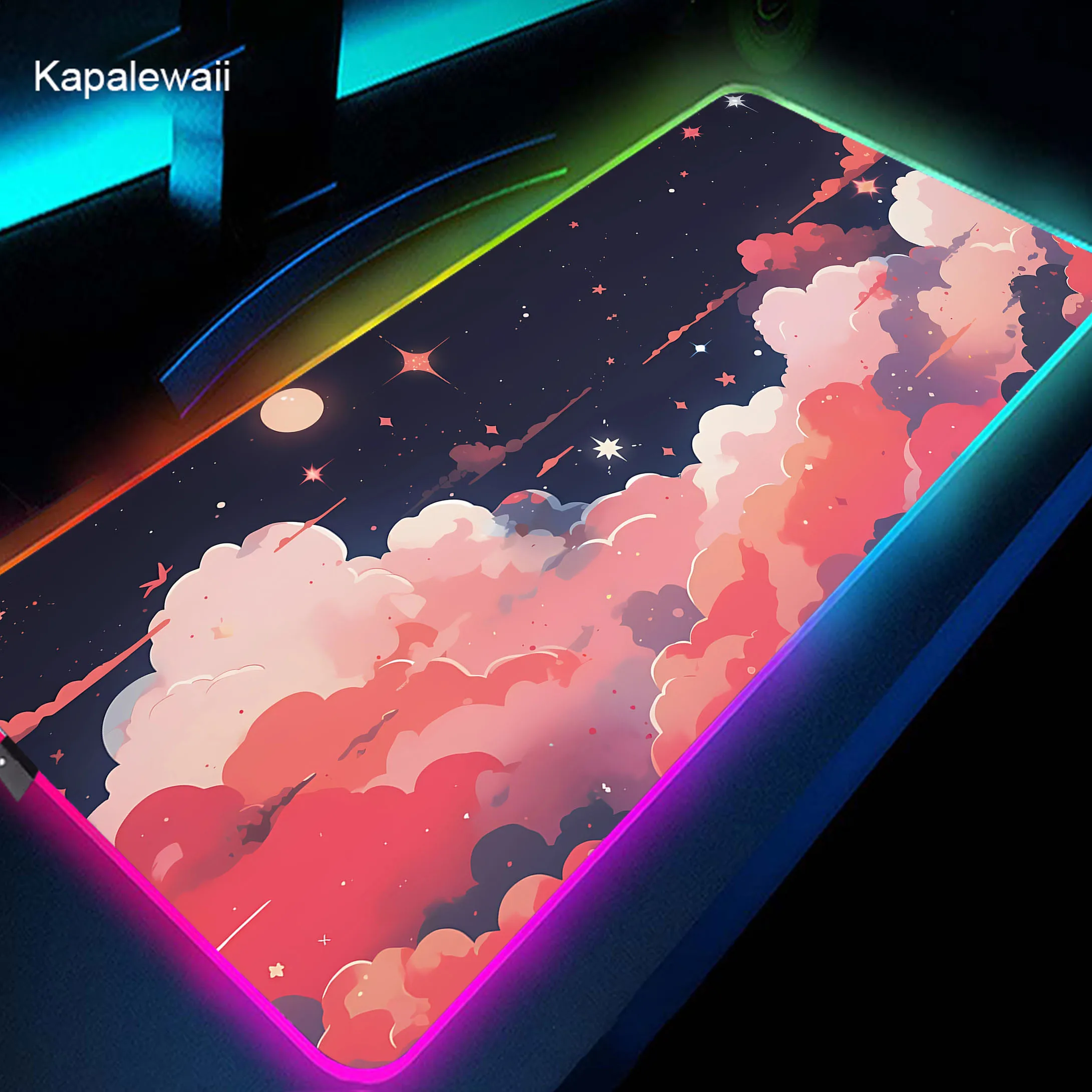 

Large Computer Mousepad XXL 900x400mm Cloud Art RGB Mouse Mat LED Colorful Luminous Keyboard Mouse Pad Office Desktop Mousemat