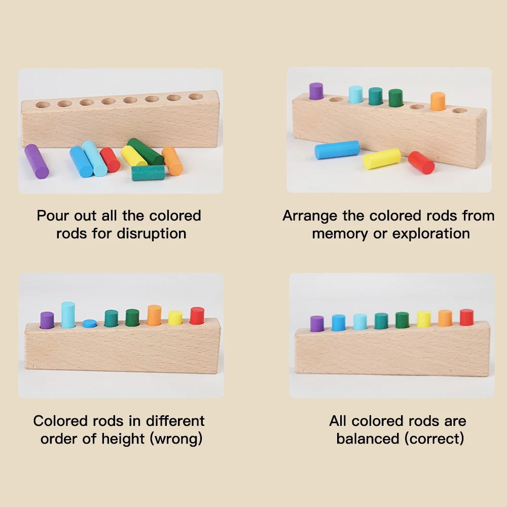 Wooden Memory Stick, Educational Learning Toys for Boys and Girls, Develop Kids's Memory and Color Recognition 4