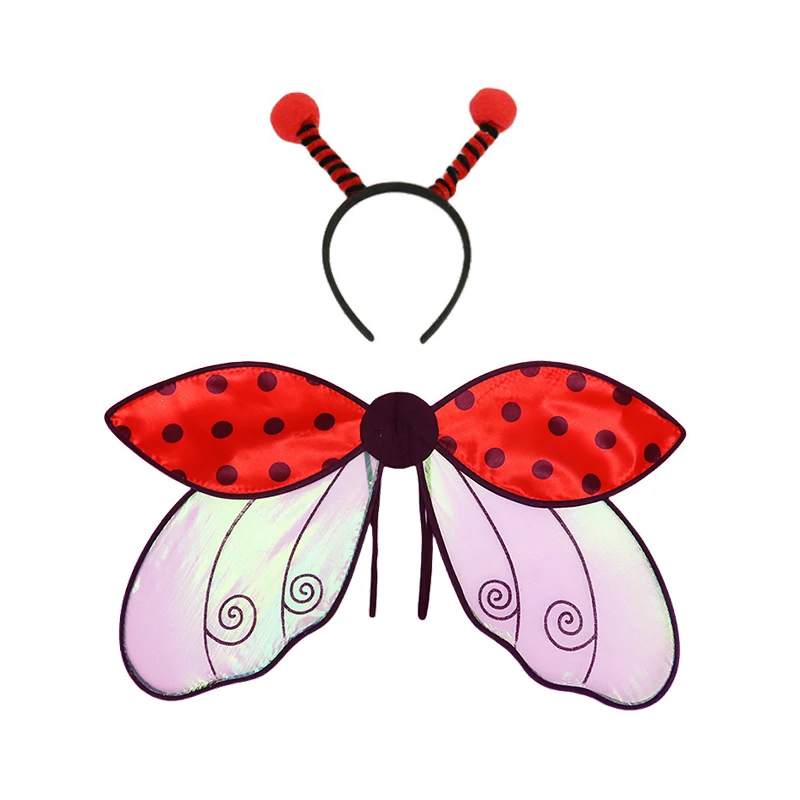 Toddler Girl Halloween Cosplay Ladybug Costume Wing Carnival Hero Girl Dot Print Princess Masquerade Party Performance Dress Girls Dress,Baby Girl Dress