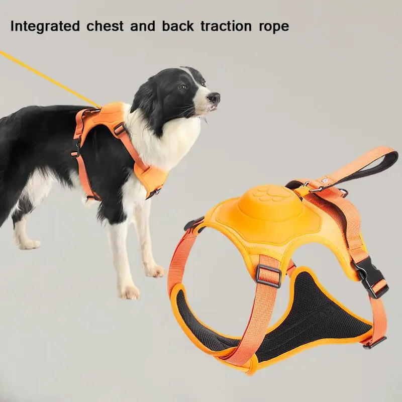 

New Pet Supplies Automatic Retractable Explosion Proof Chest Back Integrated Leash For Large Medium And Small Dogs With Harness