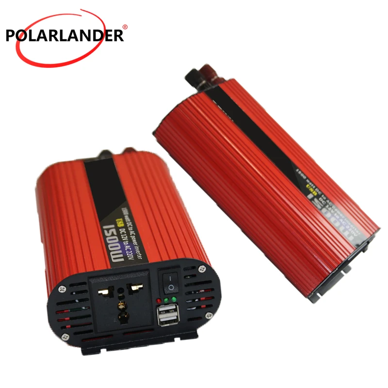 

1 Pc Accessories Dual USB Charger Converter 1500W DC 12V to AC 220V Power Inverter Adapter Red Oval Car Power Inverter