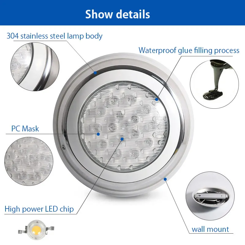 12V DC LED Pool Lamp 18W/24W/36W/54W RGB Stainless Steel Wall Mount Underwater Pool Lighting Outdoor Landscape Decorative Light light underwater