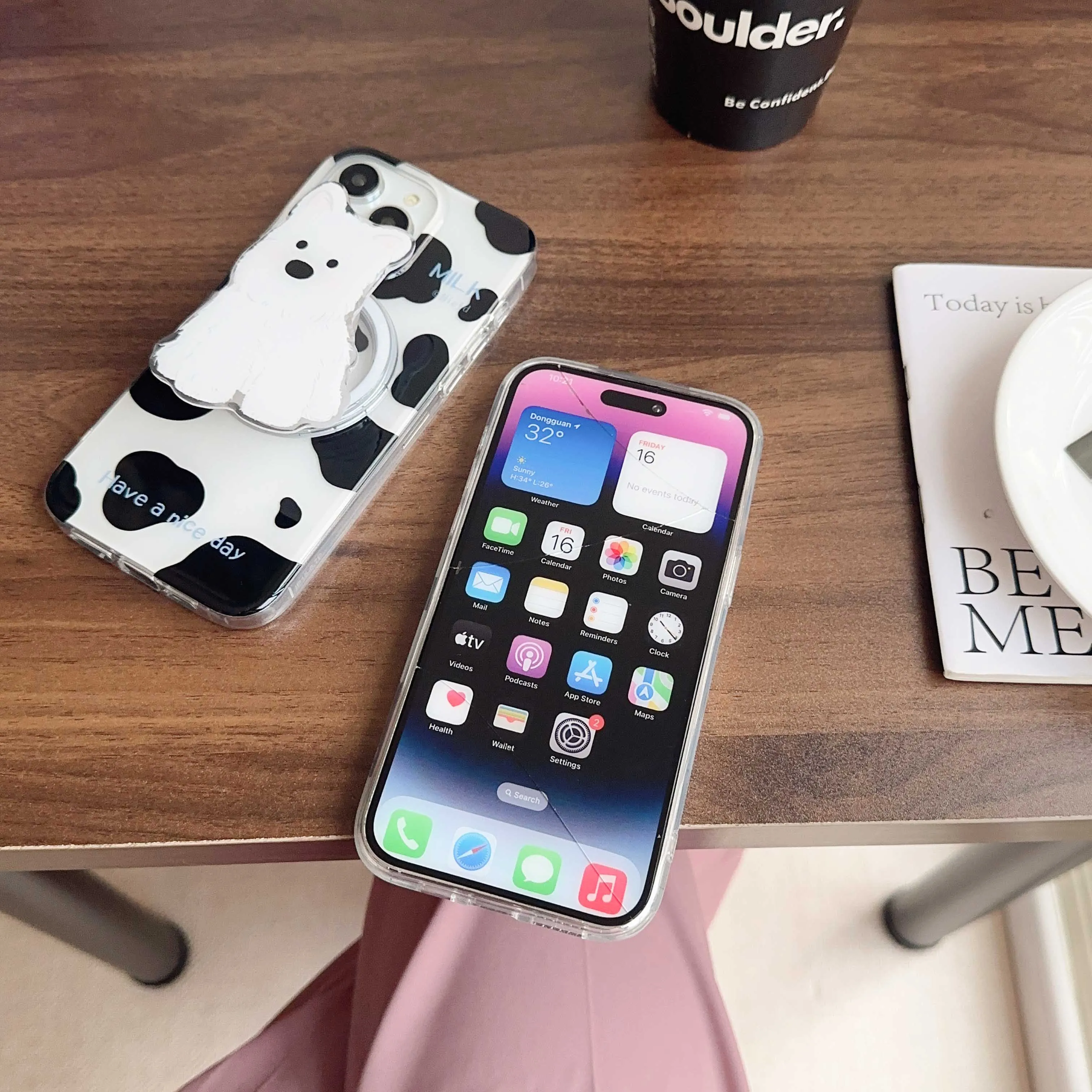 3D Dog Puppy Magnetic Cow Stripes Phone Case for iPhone