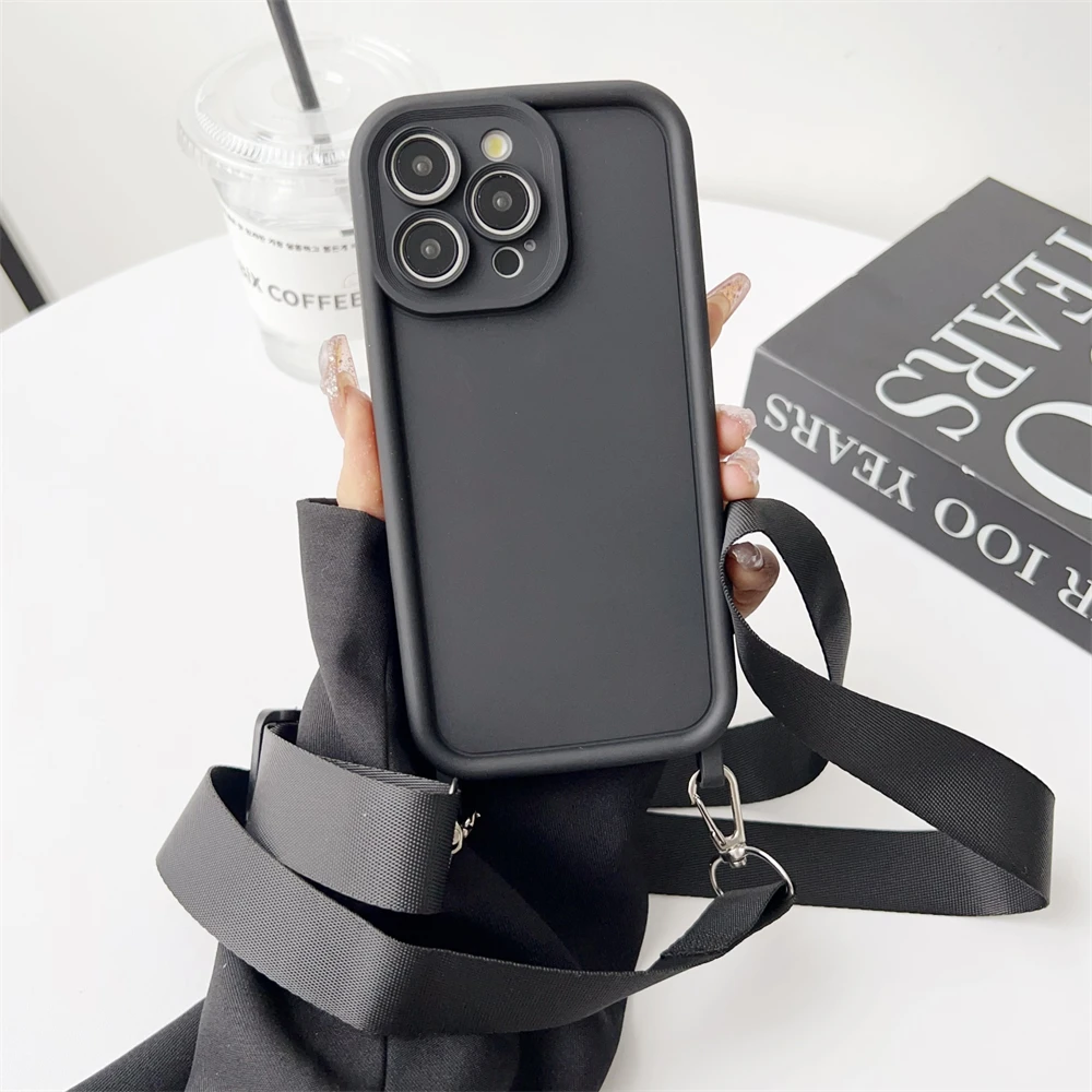 Crossbody Rope Lanyard Necklace Case with Shockproof Soft Silicone Cover