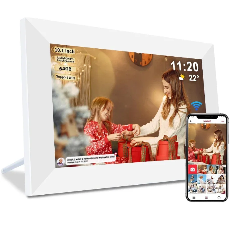 Frameo Wifi Digital Photo Frame 10,1 дюйма 32 ГБ/64 ГБ Розумна цифрова застібка з 1280x800 IPS HD сенсорним екраном, що монтується на стіні