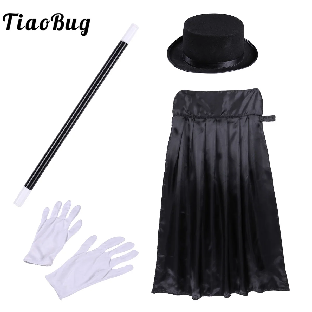 Costume da mago per bambini, con mantello da mago, cappello da mago e bacchetta magica, mantello da prestigiatore per bambini, Tata Drama - Italia