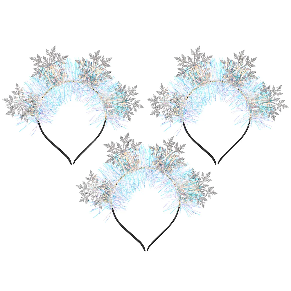 

3 Pcs Snowflake Headband Accesorios Decorative Hairband Apparel Toppers Xmas Party Greeter Girl Accessories Locs