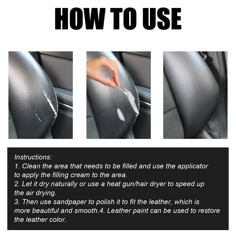 60ml Leather Repair Gel Car Seat Home Leather Repair Refurbishing Cream Paste Cleaner Kit For Car Home Use car leather repair gel