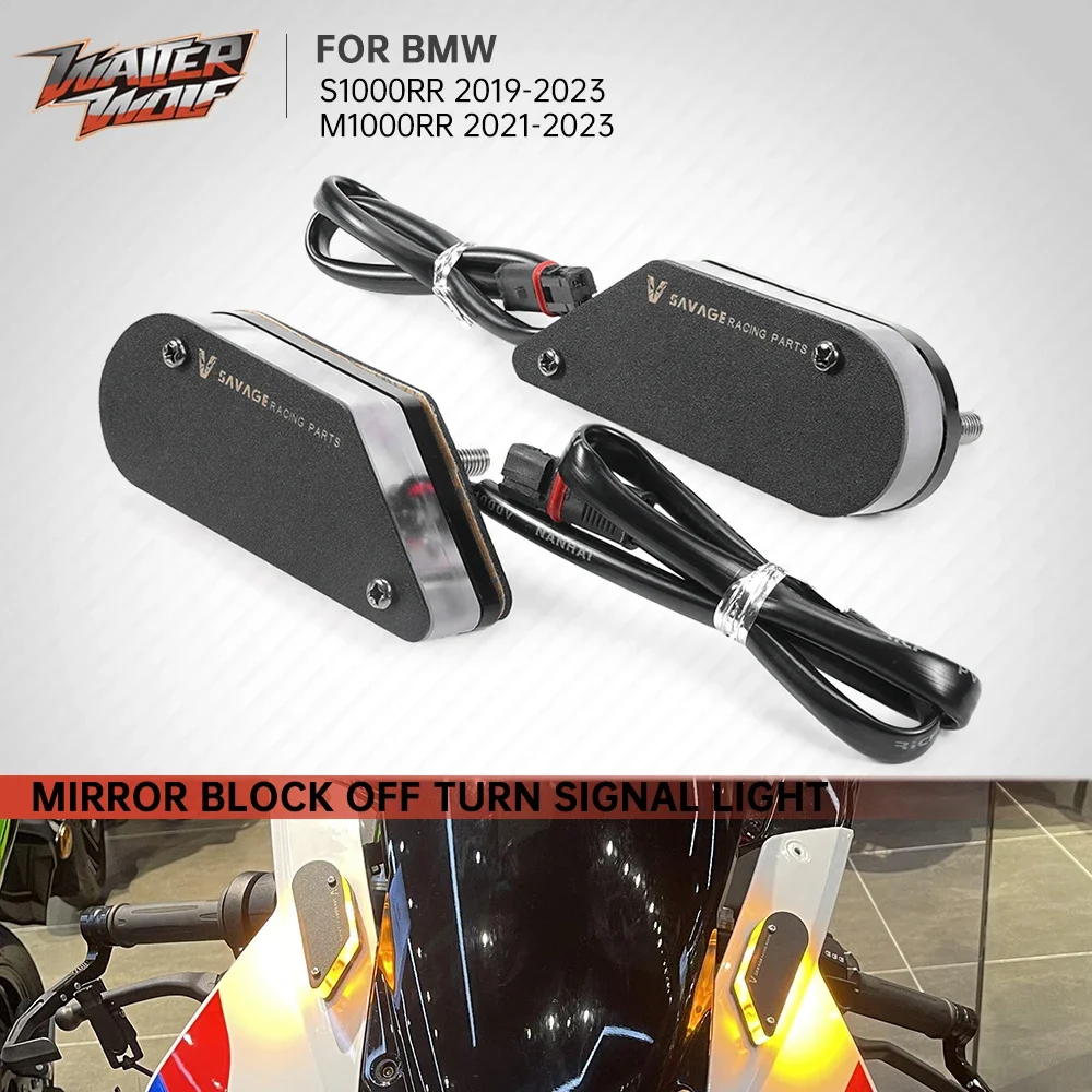 

2023 S1000RR Mirror Block Off LED Turn Signal Light Blinker Lamp for BMW S1000RR M1000RR 2019-2022 Base Plate Indicator Flasher
