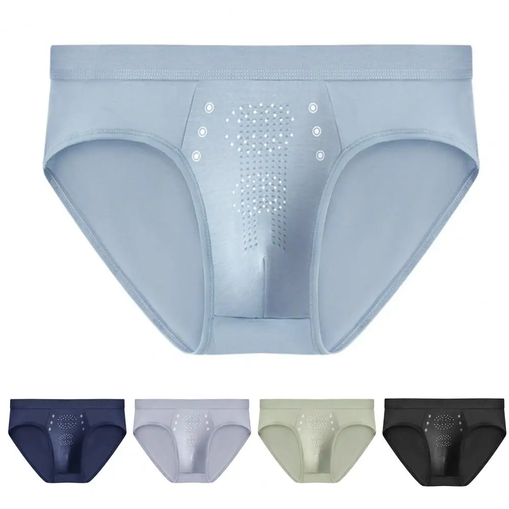 

Men Briefs Hollow Out Super Breathable High Elasticity Band Anti-septic Plus Size Particle Massage Male Underpants Protective