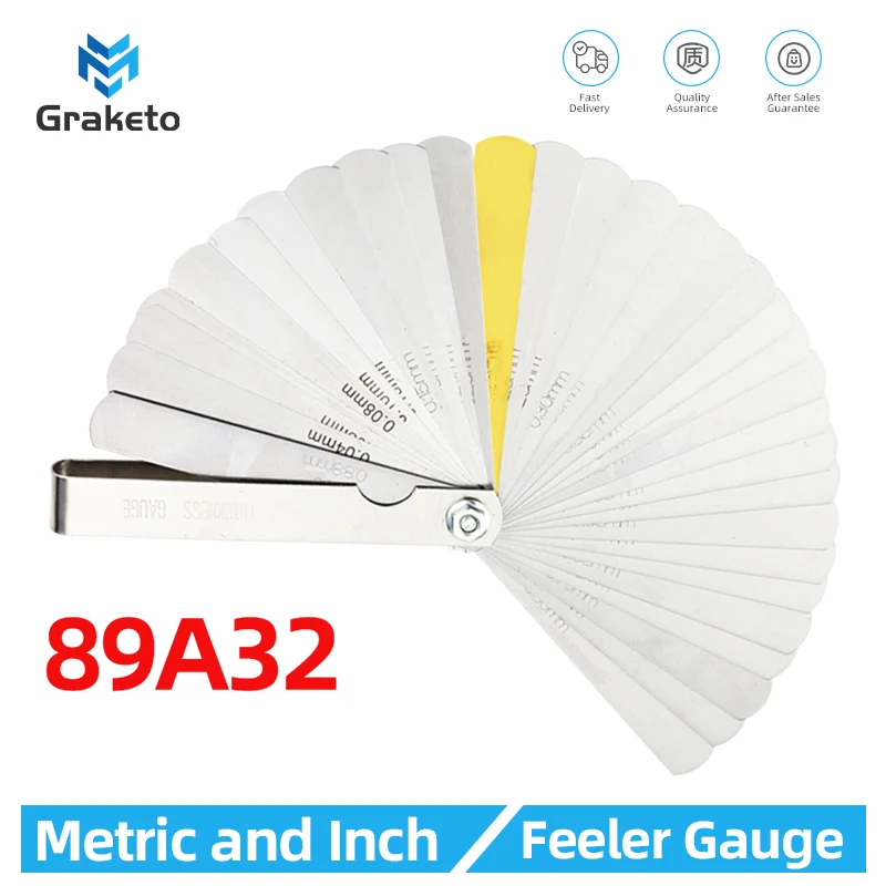 89A32 Feeler Gauge Inch Spark Plug Gap Gauge Tool Thickness Measurement Gap Measure Probes Meter Valves