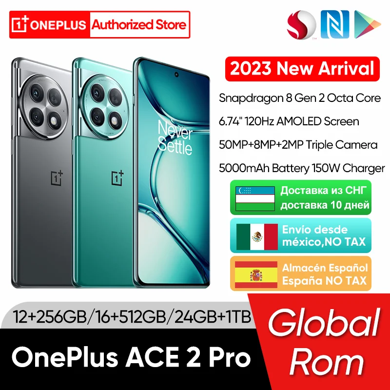  Oneplus ACE 2 Pro 5G Global Rom Snapdragon 8 Gen 2 6.74'' 120Hz AMOLED Display Screen 5000mAh Battery 150W SUPERVOOC Charge 
