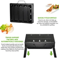 1Set Barbecue Charcoal Stove Portable Foldable Steel BBQ Grills  for Outdoor Grilling Cooking Camping Hiking Picnics Tailgating 4