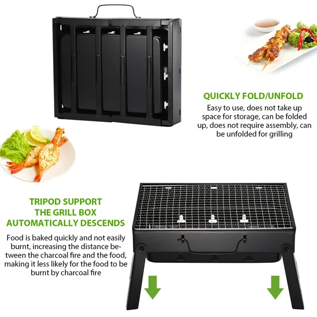 Portable Charcoal BBQ Grill – Foldable Steel Stove for Camping & Outdoor Cooking 4