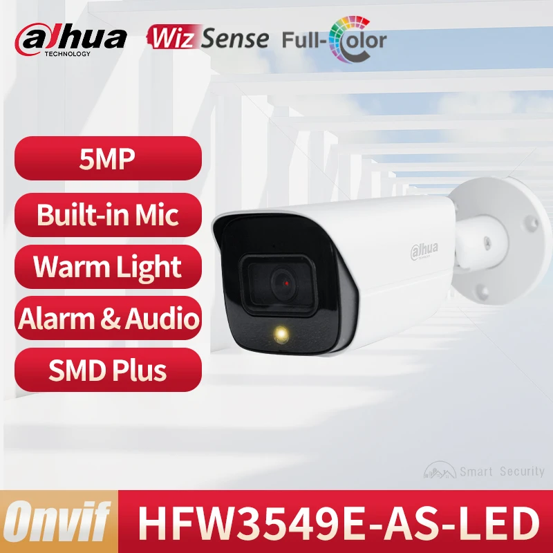 

Dahua 5MP полноцветная цилиндрическая сетевая камера внешняя умная стандартная деталь безопасности Встроенный микрофон с сигнализационным аудиопортом