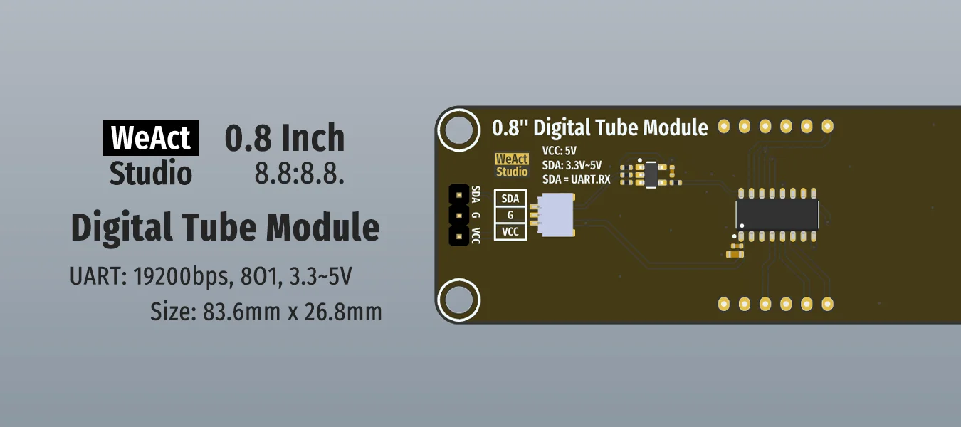 Weact Digital Tube Modul tm1652 0,8 Zoll 8.8:8.8. Modul rot grün blau weiß – Detail 1